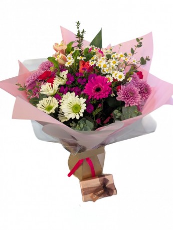 Seasonal Aqua Bouquet and Chocolates