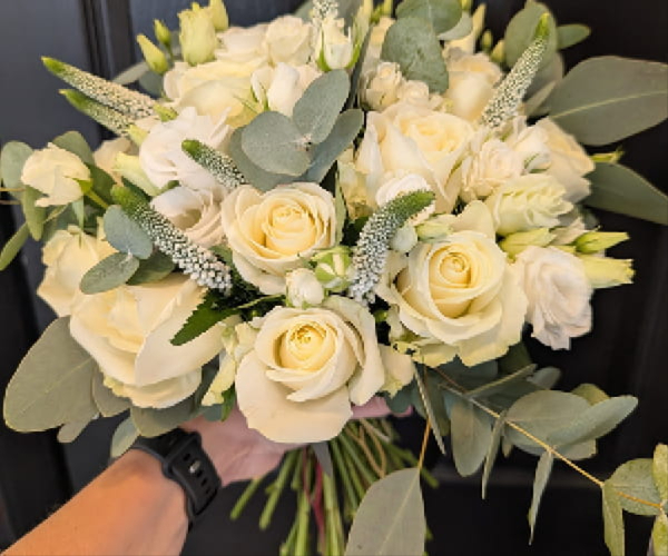 Handmade bridal bouquet by Elimay's Flowers in Buckley