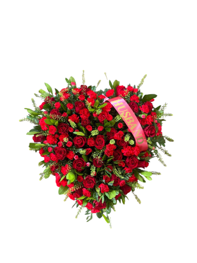 Closed Heart - Closed Heart of Roses and Carnations, available with or without name sash in a colour of your choice. Please specify name and colour in special requests/notes.
Handmade by us, your local Flintshire Florist, established since 2006 - Supporting a small business ❤️
Please order in advance if possible. Please specify the funeral time, so we can deliver in plenty of time. Generally flowers are sent to the Funeral Directors or the family home.