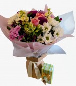 Seasonal Aqua Bouquet with Hames Chocolates